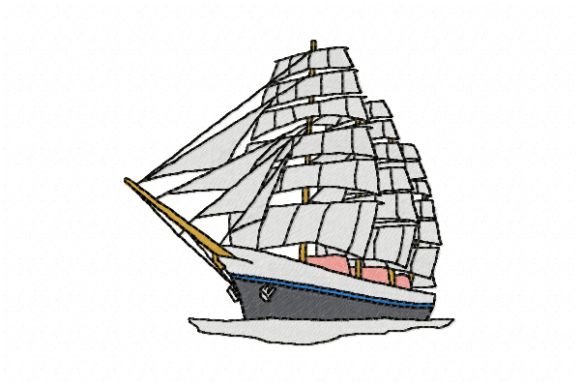 Classic Sailing Ship Embroidery Design