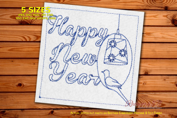 Decorative Lantern for New Year Redwork