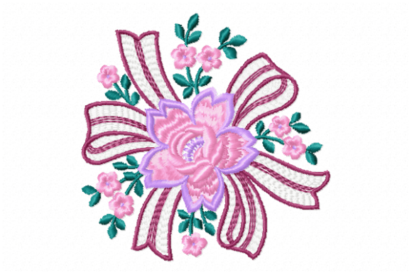 Floral Ribbon Embroidery Design