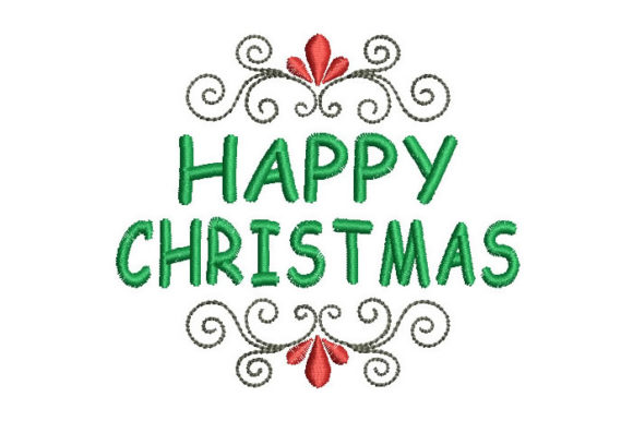 Happy Christmas Embroidery Design