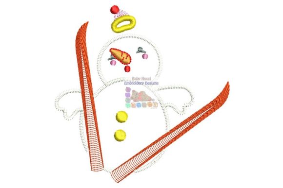 Snowman Ski Jump Embroidery Design