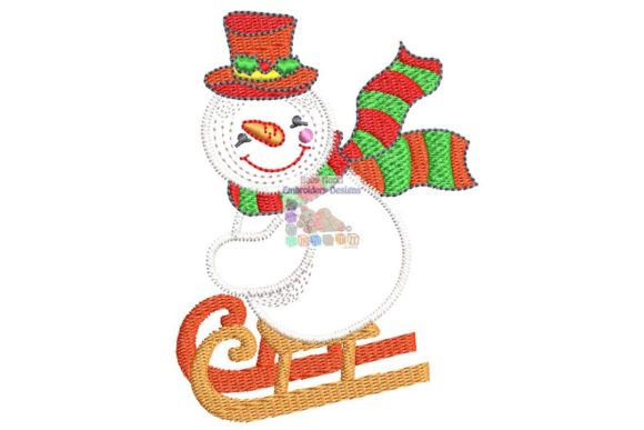 Snowman Sled Skiing
